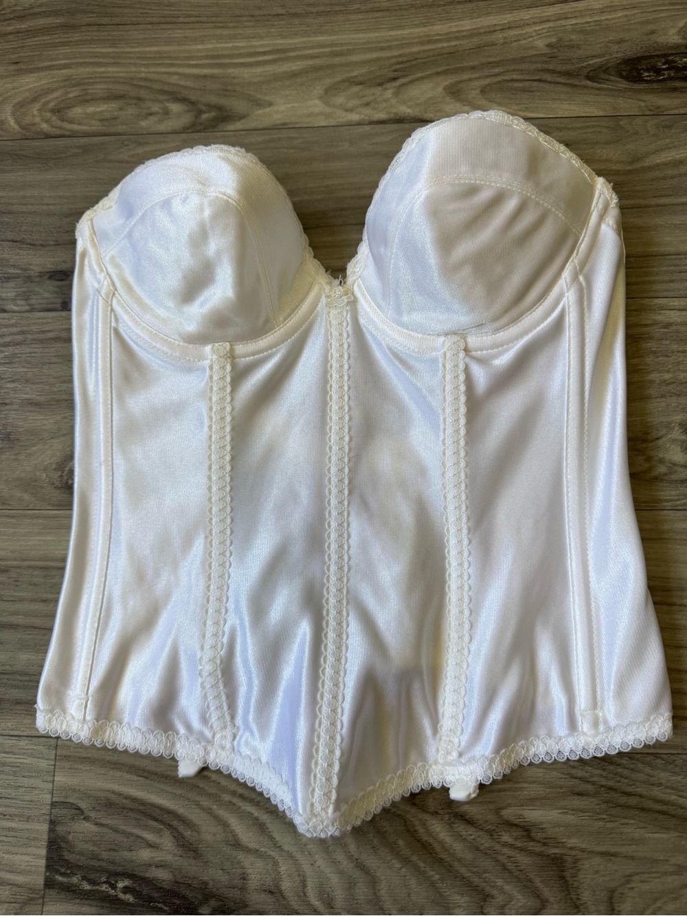 Vintage Carnival Bustier Low Back Boned Made in USA Union Made Bridal Size 34C